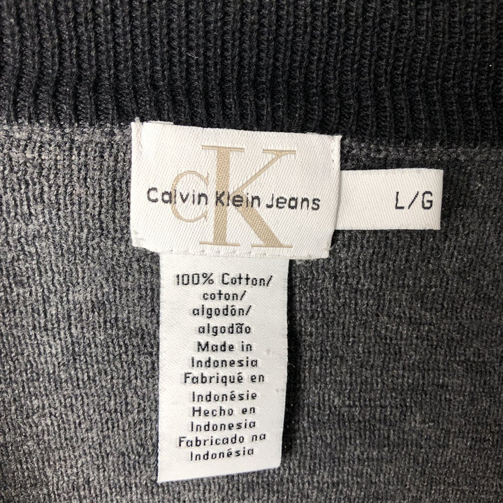 Calvin Klein cotton knit half-zip sweater, men's size L (approx.) cotton Charcoal Vintage Second Hand