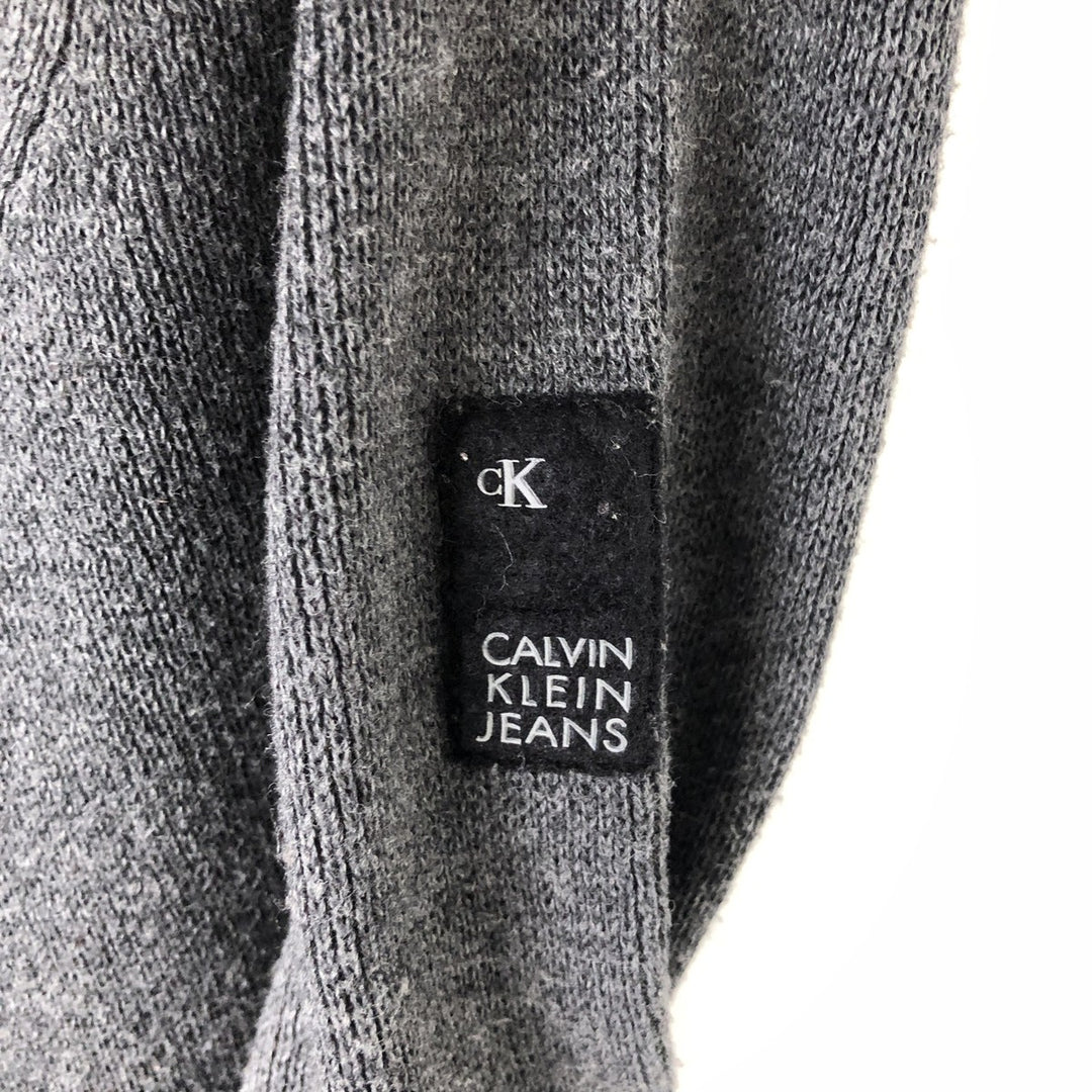 Calvin Klein cotton knit half-zip sweater, men's size L (approx.) cotton Charcoal Vintage Second Hand