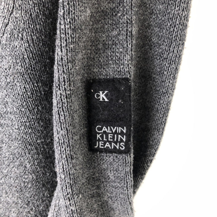 Calvin Klein cotton knit half-zip sweater, men's size L (approx.) cotton Charcoal Vintage Second Hand