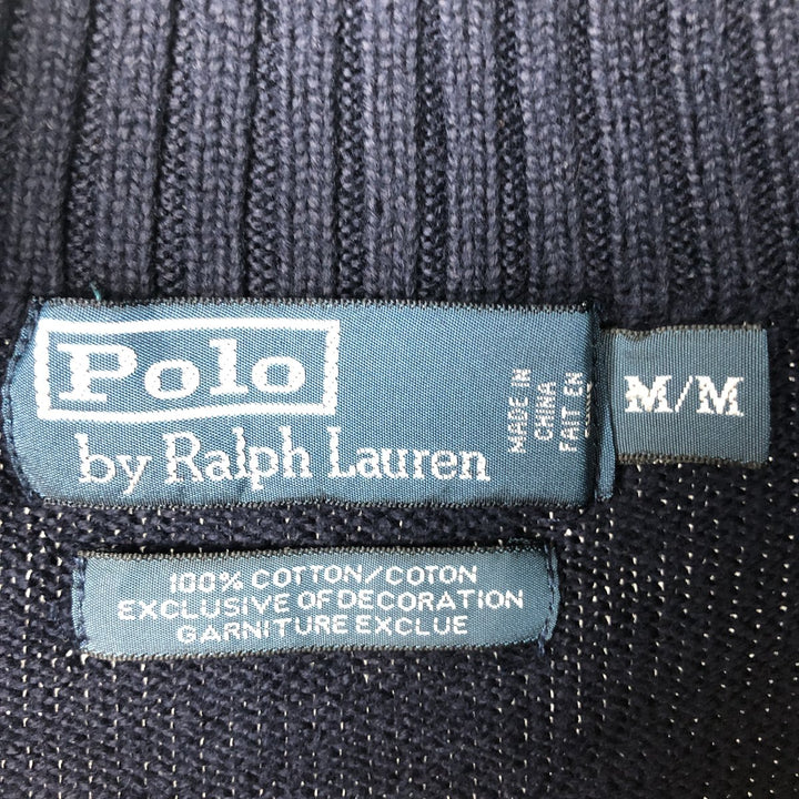 Ralph Lauren POLO by Ralph Lauren Cotton Knit Half Zip Sweater Men's M cotton navy blue type Vintage Second Hand