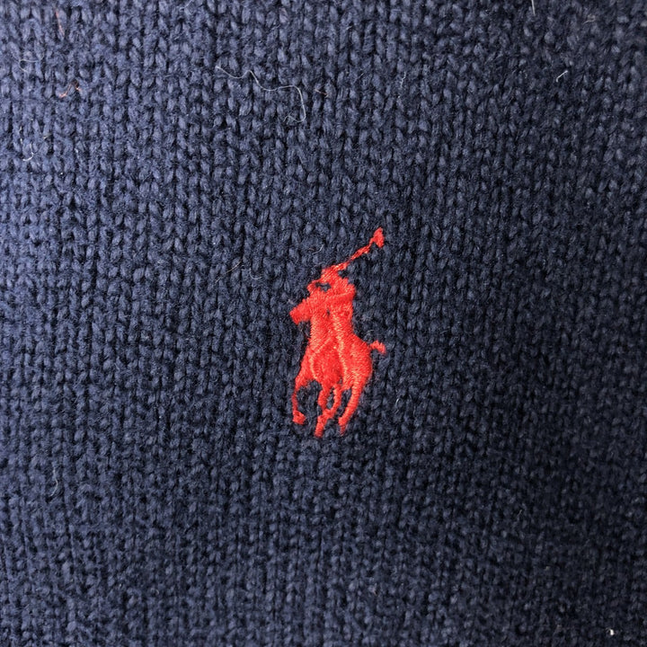 Ralph Lauren POLO by Ralph Lauren Cotton Knit Half Zip Sweater Men's M cotton navy blue type Vintage Second Hand