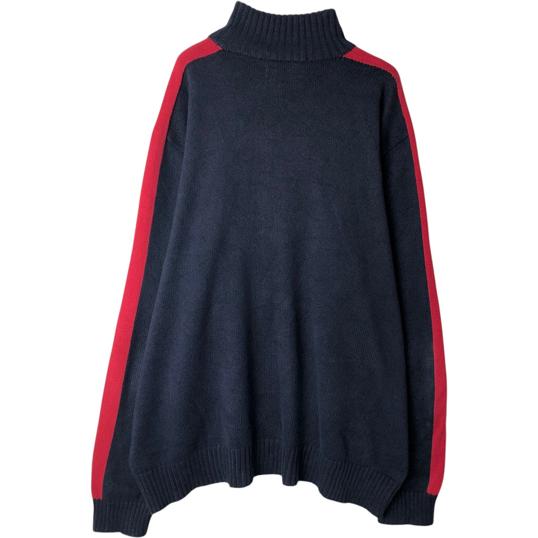 Ralph Lauren POLO by Ralph Lauren Cotton Knit Half-Zip Sweater with One-Point Logo, Size XXL (Equivalent to Men's XXL) cotton navy blue type Vintage Second Hand