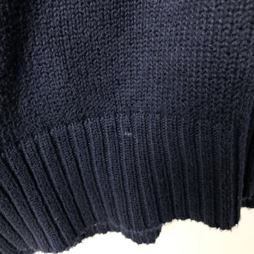 Ralph Lauren POLO by Ralph Lauren Cotton Knit Half-Zip Sweater with One-Point Logo, Size XXL (Equivalent to Men's XXL) cotton navy blue type Vintage Second Hand