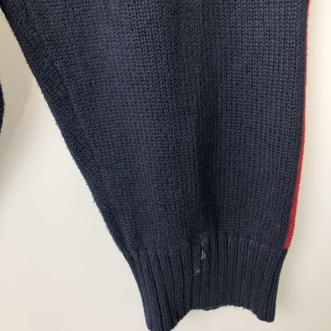 Ralph Lauren POLO by Ralph Lauren Cotton Knit Half-Zip Sweater with One-Point Logo, Size XXL (Equivalent to Men's XXL) cotton navy blue type Vintage Second Hand