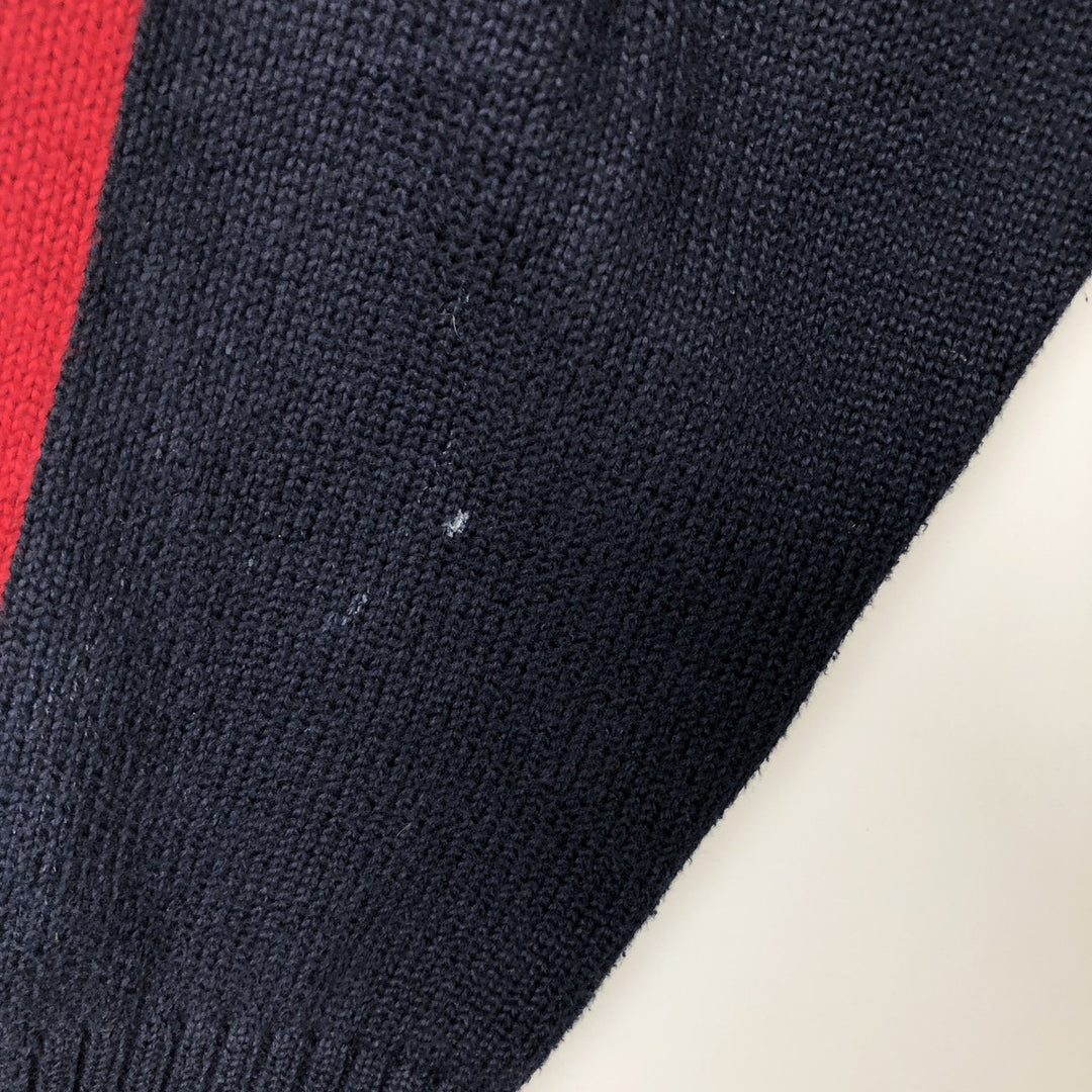 Ralph Lauren POLO by Ralph Lauren Cotton Knit Half-Zip Sweater with One-Point Logo, Size XXL (Equivalent to Men's XXL) cotton navy blue type Vintage Second Hand