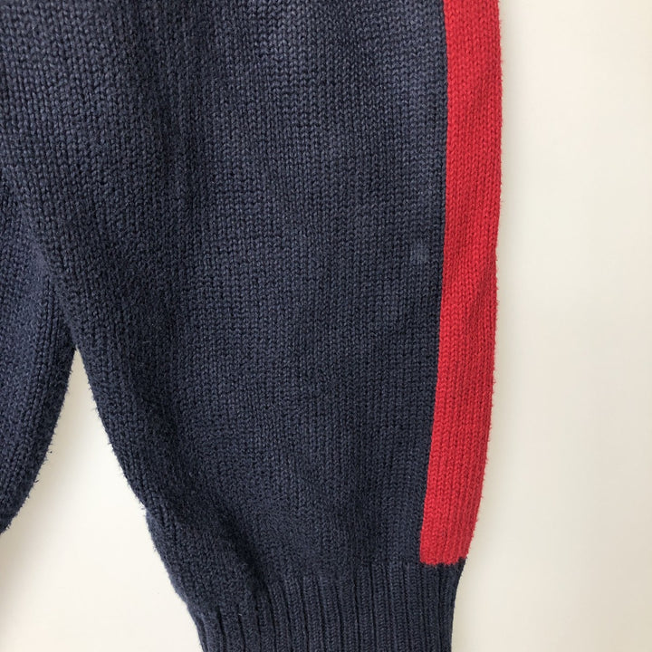 Ralph Lauren POLO by Ralph Lauren Cotton Knit Half-Zip Sweater with One-Point Logo, Size XXL (Equivalent to Men's XXL) cotton navy blue type Vintage Second Hand