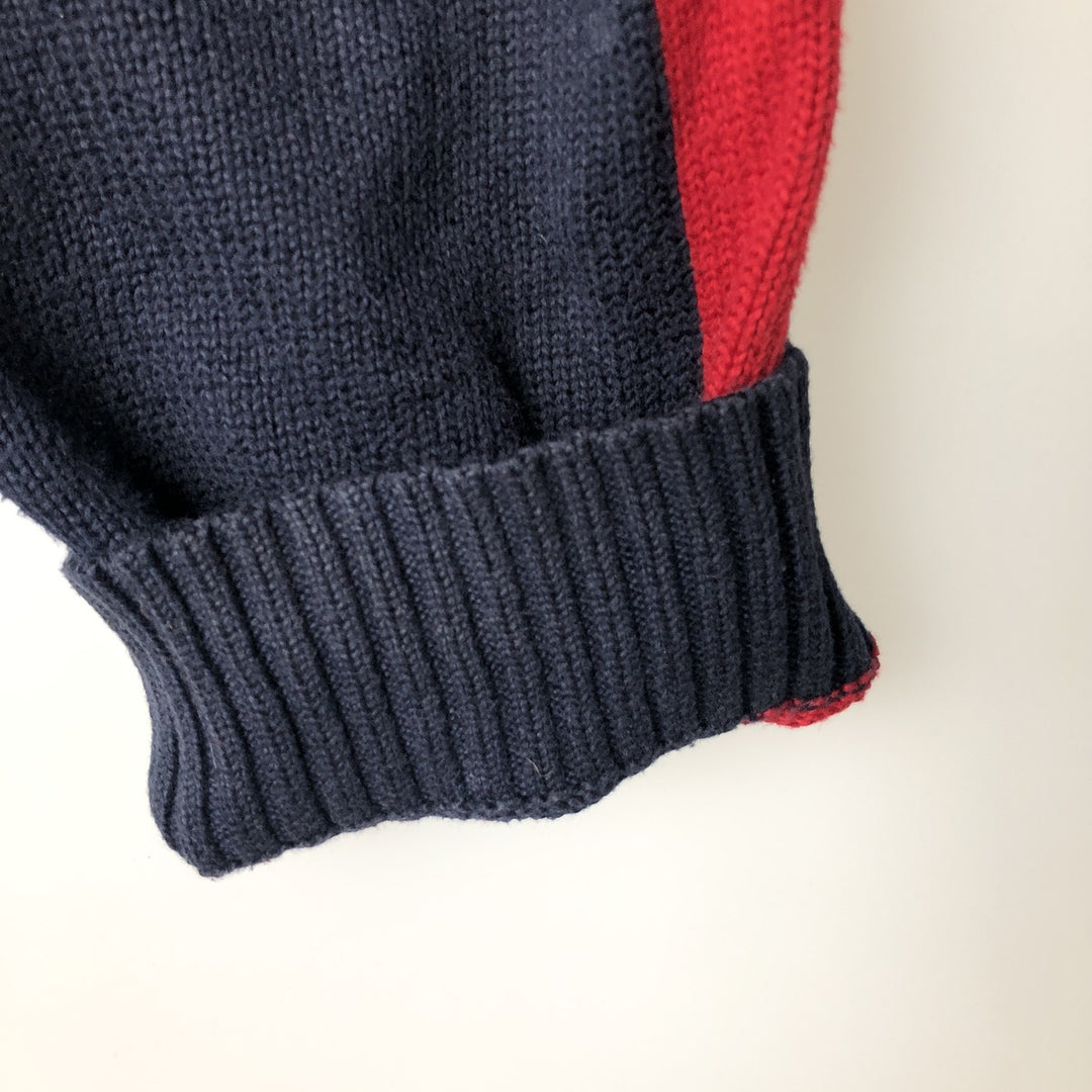 Ralph Lauren POLO by Ralph Lauren Cotton Knit Half-Zip Sweater with One-Point Logo, Size XXL (Equivalent to Men's XXL) cotton navy blue type Vintage Second Hand