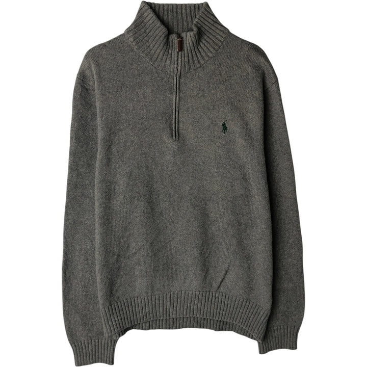Ralph Lauren POLO RALPH LAUREN Cotton knit half zip sweater Men's M size cotton Charcoal Vintage Second Hand