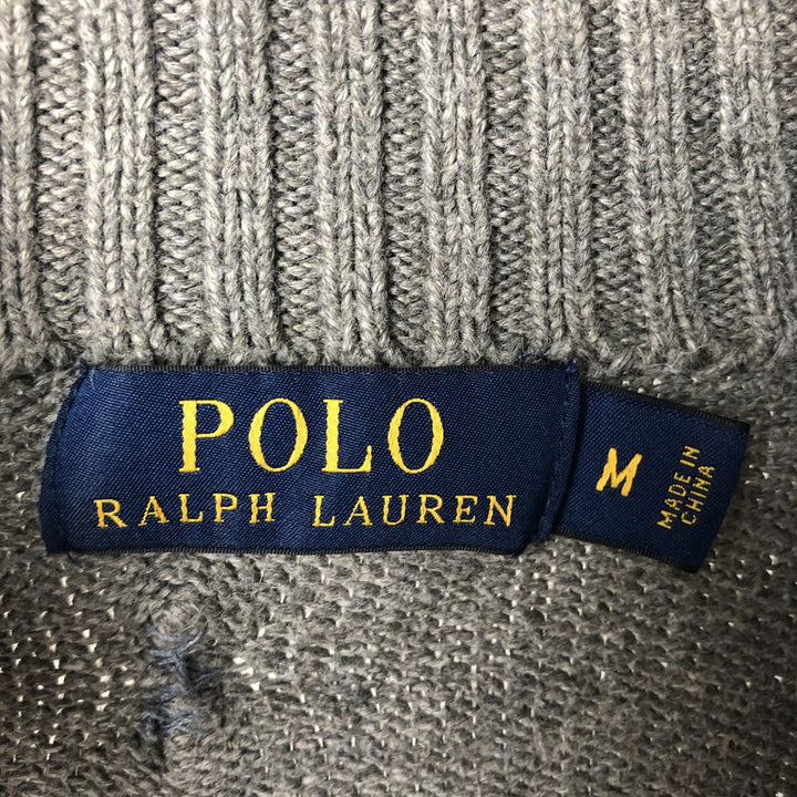 Ralph Lauren POLO RALPH LAUREN Cotton knit half zip sweater Men's M size cotton Charcoal Vintage Second Hand