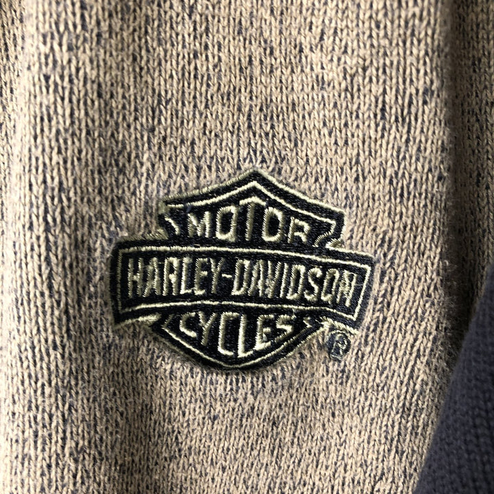 Harley-Davidson Cotton Knit Half Zip Sweater, Men's Size L cotton Beige type Vintage Second Hand