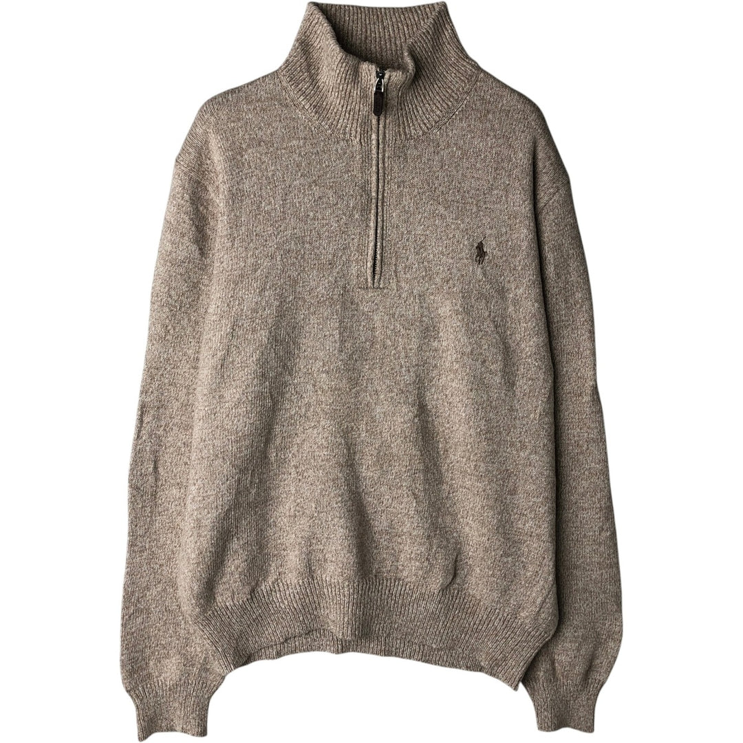 Ralph Lauren POLO RALPH LAUREN Cotton knit half zip sweater Men's size L cotton Beige type Vintage Second Hand