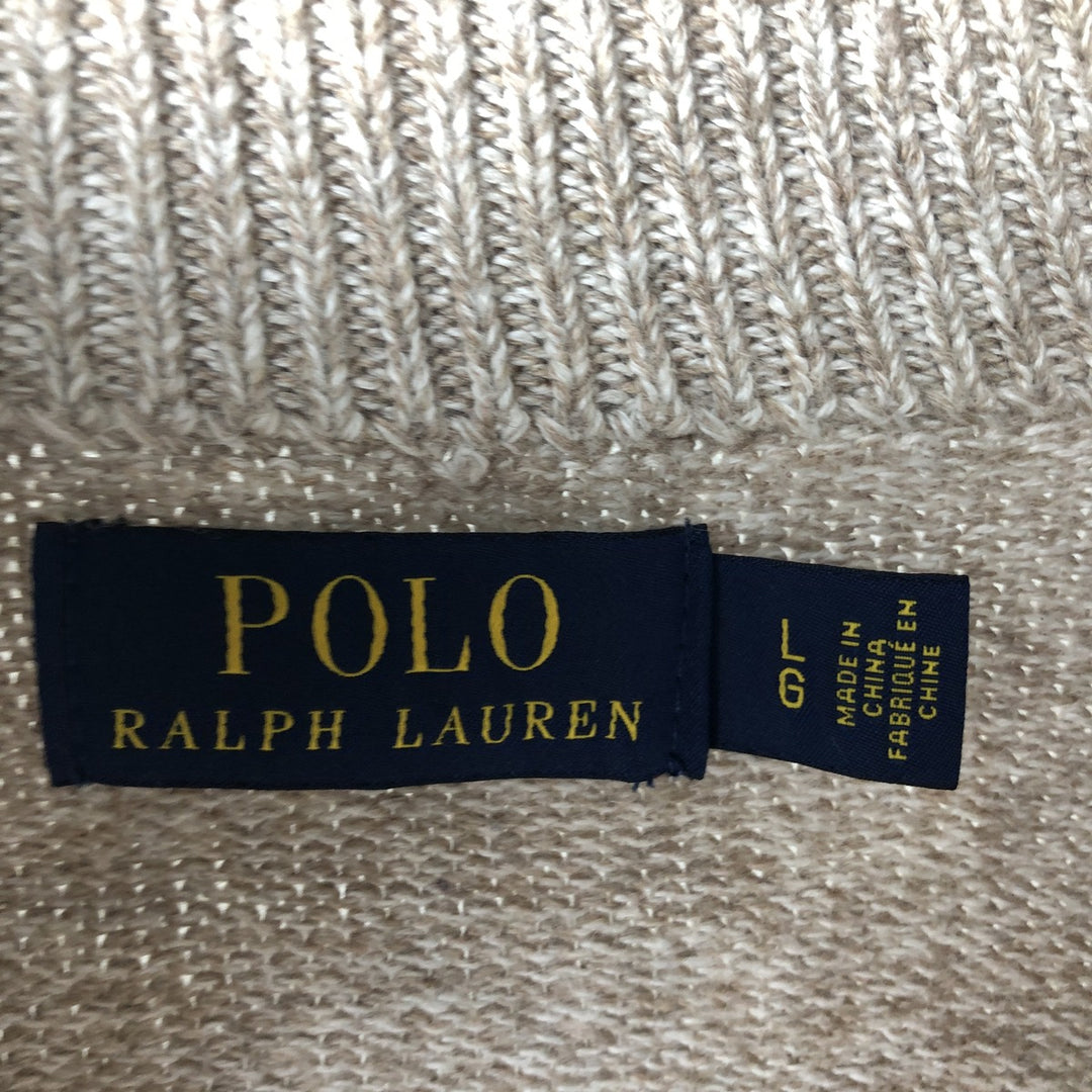 Ralph Lauren POLO RALPH LAUREN Cotton knit half zip sweater Men's size L cotton Beige type Vintage Second Hand