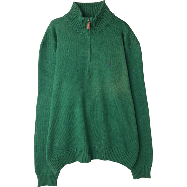 Ralph Lauren POLO by Ralph Lauren Cotton Knit Half Zip Sweater Men's L size cotton green type Vintage Second Hand