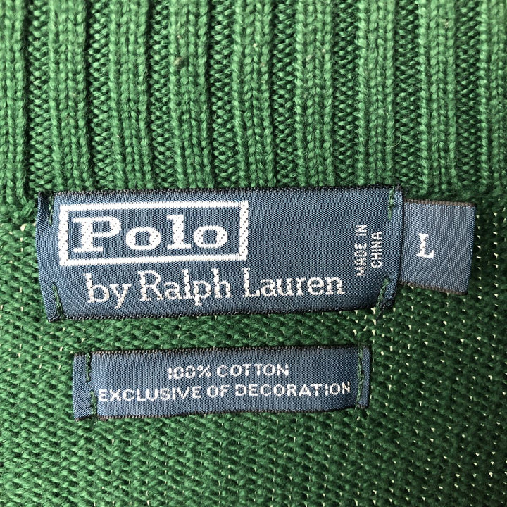 Ralph Lauren POLO by Ralph Lauren Cotton Knit Half Zip Sweater Men's L size cotton green type Vintage Second Hand