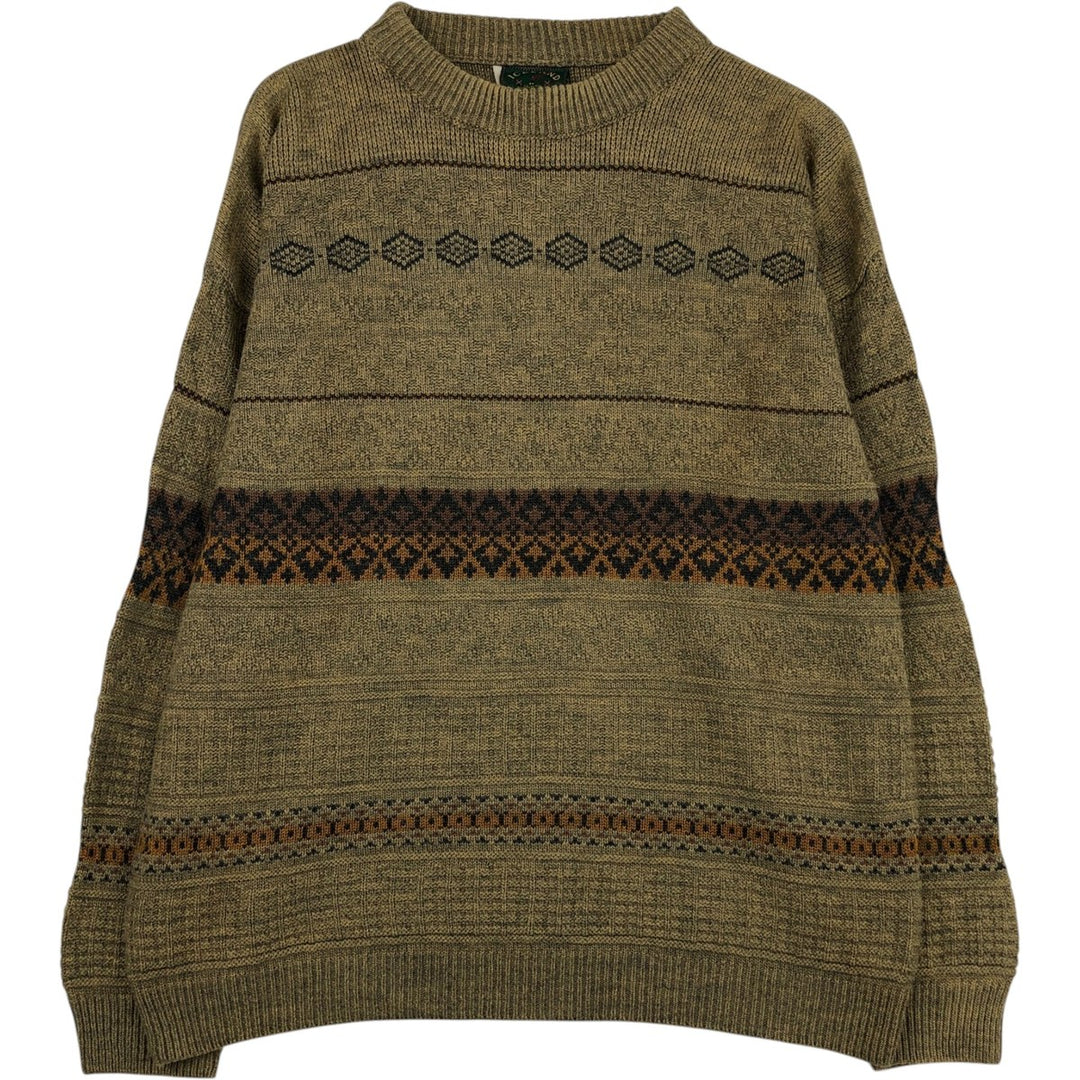 ICELAND all-over print knit sweater, made in Italy, men's size L equivalent, vintage. unclear Khaki type Vintage Second Hand