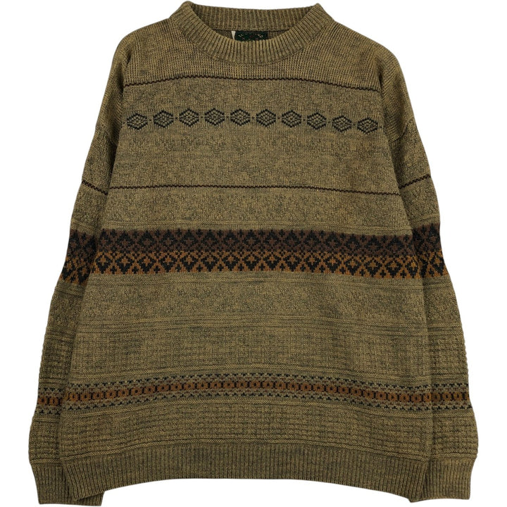 ICELAND all-over print knit sweater, made in Italy, men's size L equivalent, vintage. unclear Khaki type Vintage Second Hand