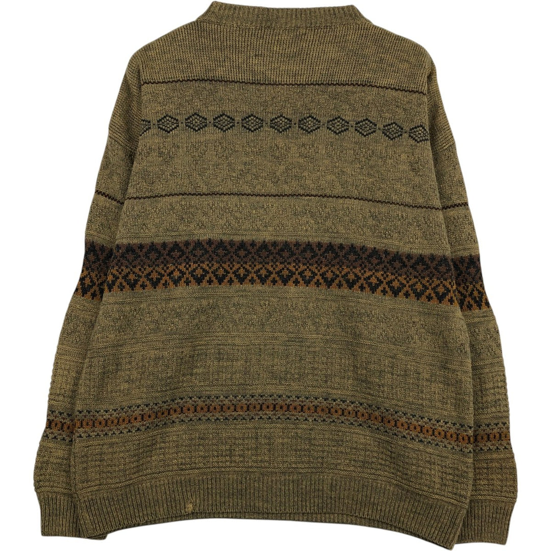 ICELAND all-over print knit sweater, made in Italy, men's size L equivalent, vintage. unclear Khaki type Vintage Second Hand