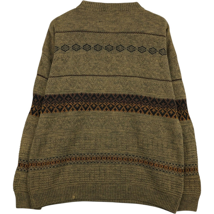 ICELAND all-over print knit sweater, made in Italy, men's size L equivalent, vintage. unclear Khaki type Vintage Second Hand