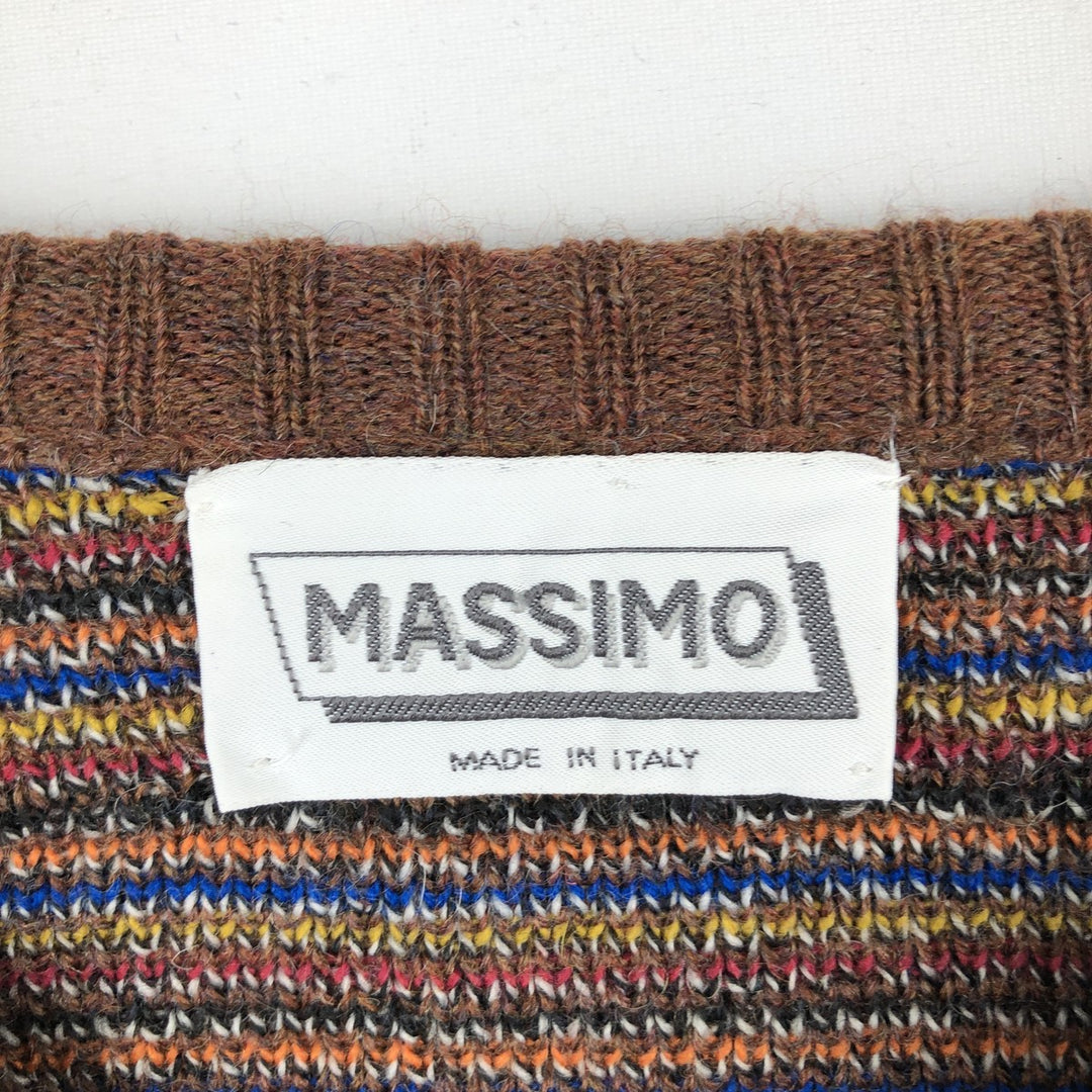 MASSIMO all-over print acrylic knit sweater, made in Italy, men's size XL. acrylic brown type Vintage Second Hand