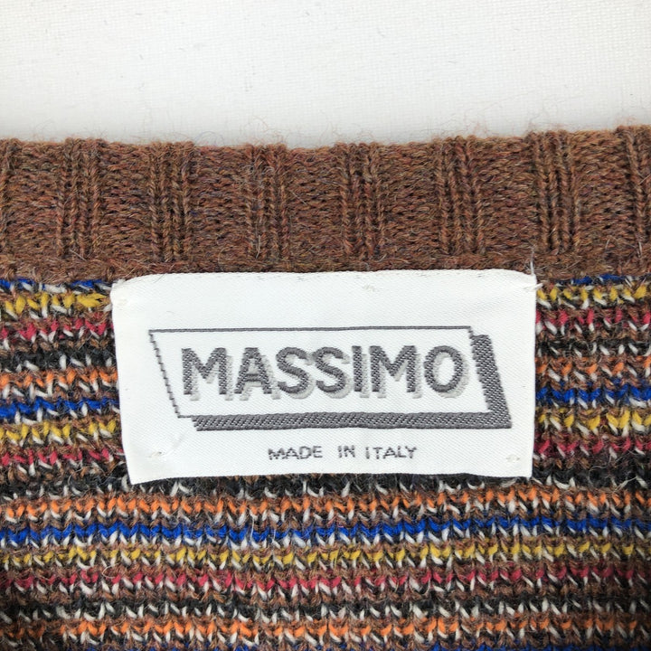 MASSIMO all-over print acrylic knit sweater, made in Italy, men's size XL. acrylic brown type Vintage Second Hand
