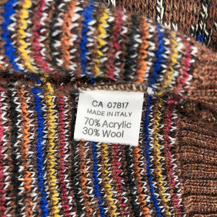 MASSIMO all-over print acrylic knit sweater, made in Italy, men's size XL. acrylic brown type Vintage Second Hand