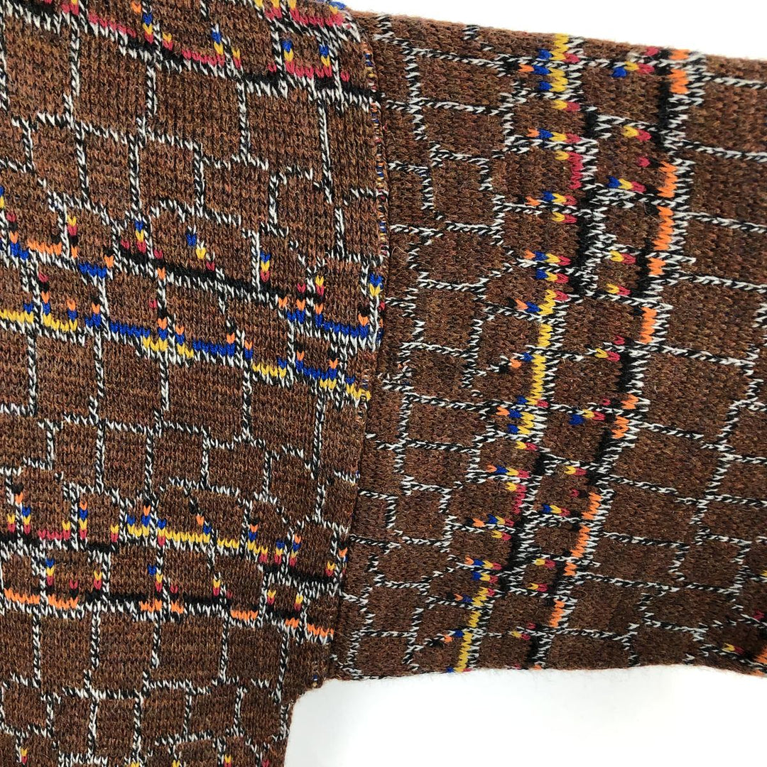 MASSIMO all-over print acrylic knit sweater, made in Italy, men's size XL. acrylic brown type Vintage Second Hand