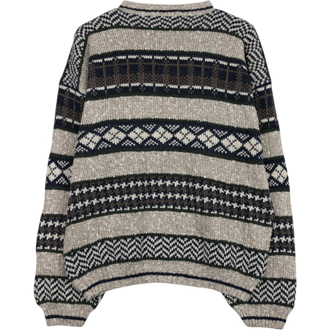 Timber Trail all-over print cotton knit sweater, made in the USA, men's size L equivalent, vintage. cotton Beige type Vintage Second Hand