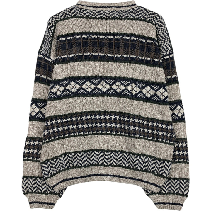 Timber Trail all-over print cotton knit sweater, made in the USA, men's size L equivalent, vintage. cotton Beige type Vintage Second Hand