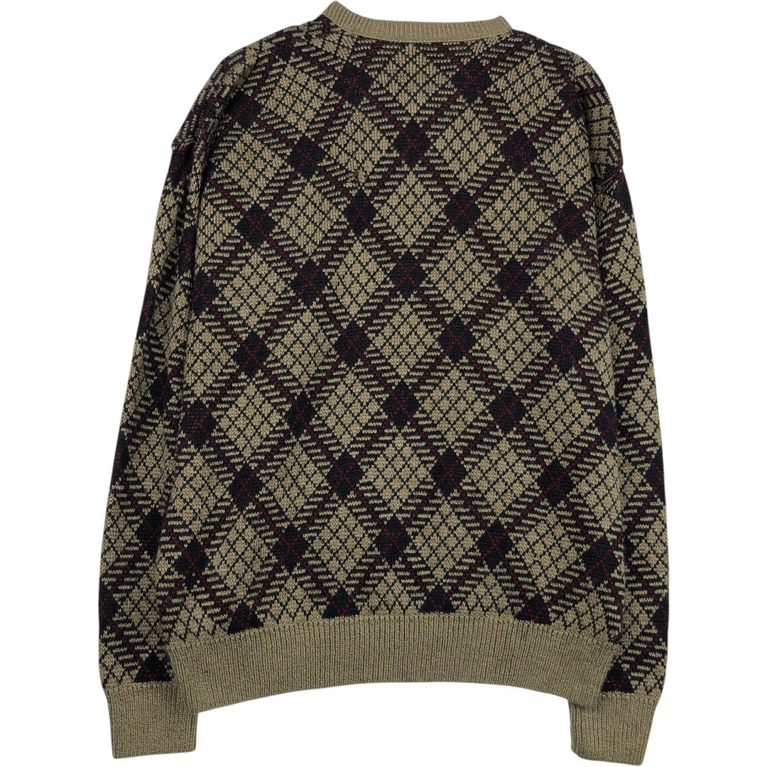 1980'S Jantzen Argyle Pattern Knit Sweater, Made in USA, Men's Size XL (approx.), Vintage unclear Beige type Vintage Second Hand