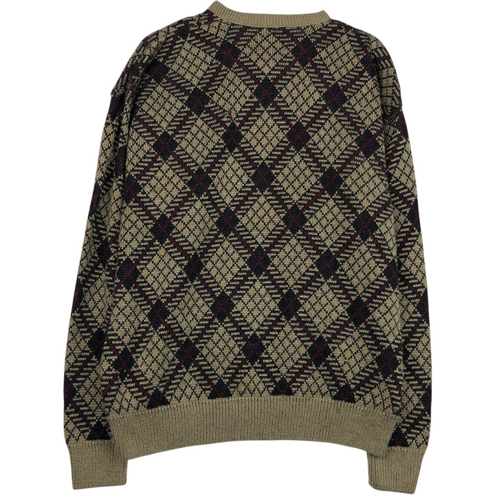 1980'S Jantzen Argyle Pattern Knit Sweater, Made in USA, Men's Size XL (approx.), Vintage unclear Beige type Vintage Second Hand