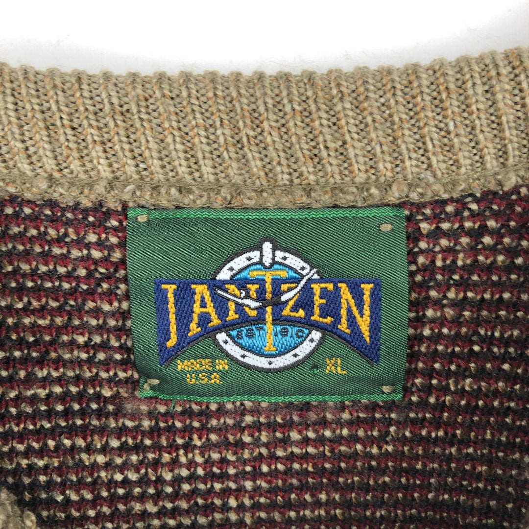 1980'S Jantzen Argyle Pattern Knit Sweater, Made in USA, Men's Size XL (approx.), Vintage unclear Beige type Vintage Second Hand