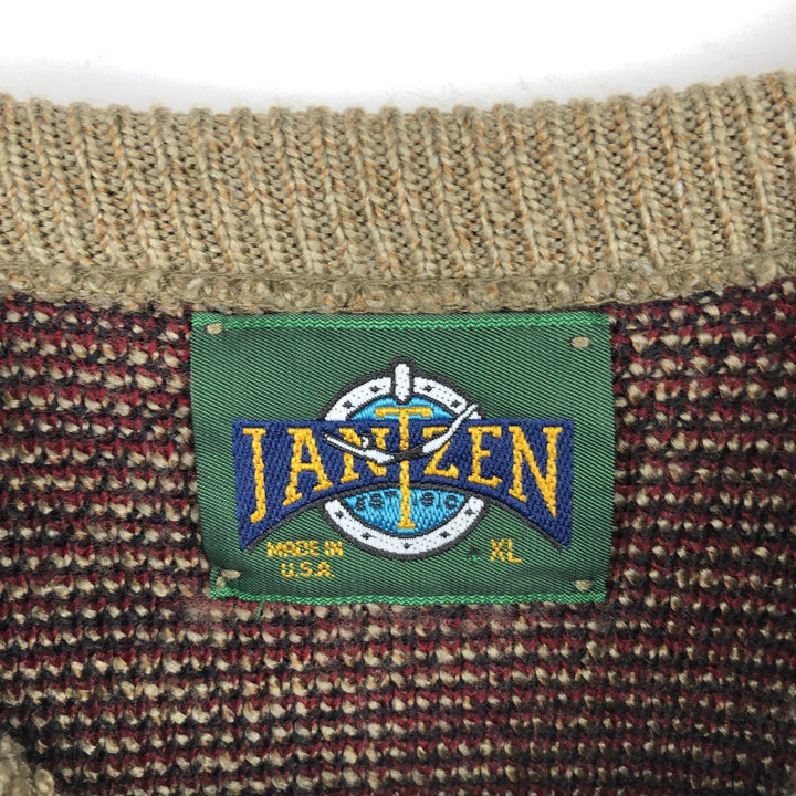 1980'S Jantzen Argyle Pattern Knit Sweater, Made in USA, Men's Size XL (approx.), Vintage unclear Beige type Vintage Second Hand