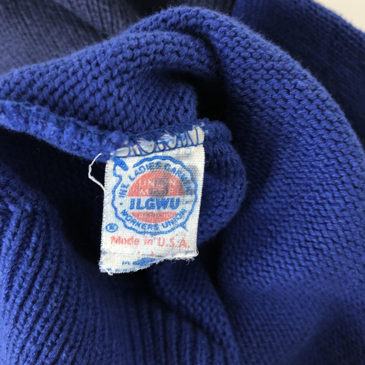 IZOD Border Pattern Cotton Knit Sweater, Made in USA, Men's Size L (approx.) unclear blue type Vintage Second Hand