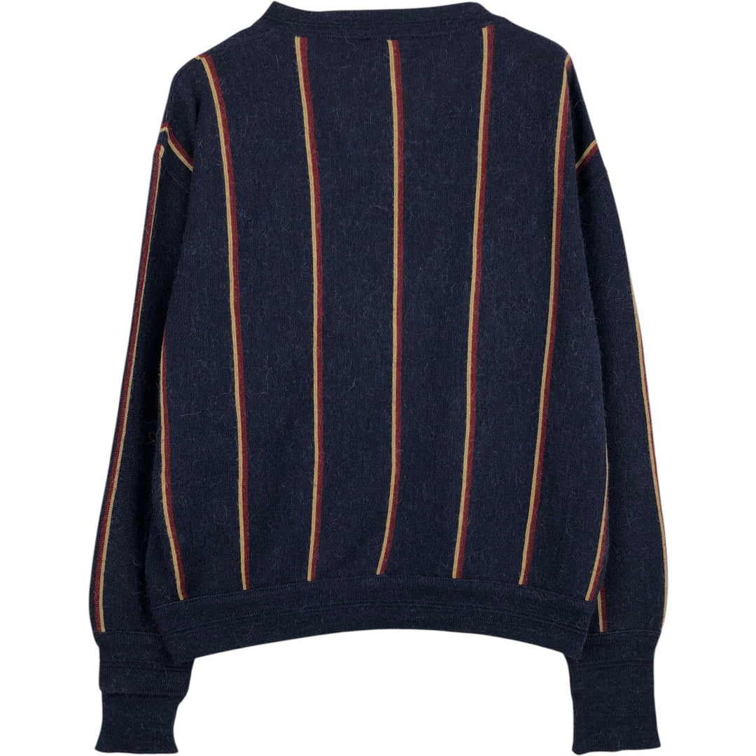 JOCKEY SPORTSWEAR Stripe Pattern V-Neck Knit Sweater, Made in Italy, Men's XL Equivalent, Vintage unclear navy blue type Vintage Second Hand