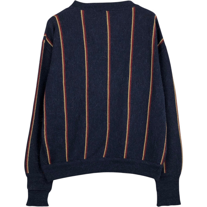 JOCKEY SPORTSWEAR Stripe Pattern V-Neck Knit Sweater, Made in Italy, Men's XL Equivalent, Vintage unclear navy blue type Vintage Second Hand