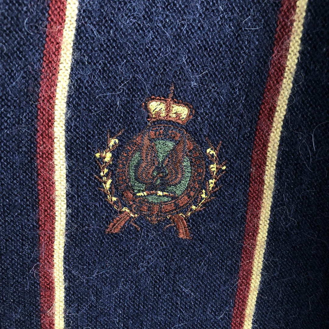 JOCKEY SPORTSWEAR Stripe Pattern V-Neck Knit Sweater, Made in Italy, Men's XL Equivalent, Vintage unclear navy blue type Vintage Second Hand