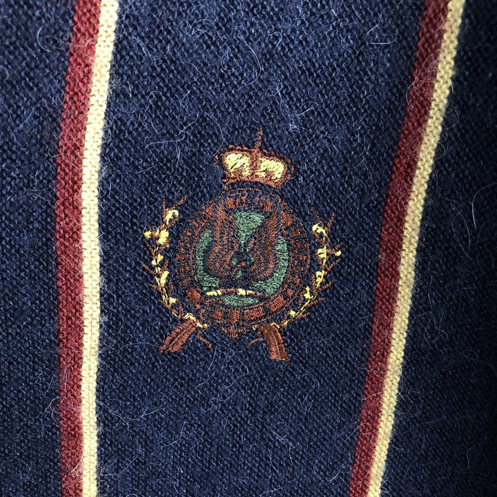 JOCKEY SPORTSWEAR Stripe Pattern V-Neck Knit Sweater, Made in Italy, Men's XL Equivalent, Vintage unclear navy blue type Vintage Second Hand