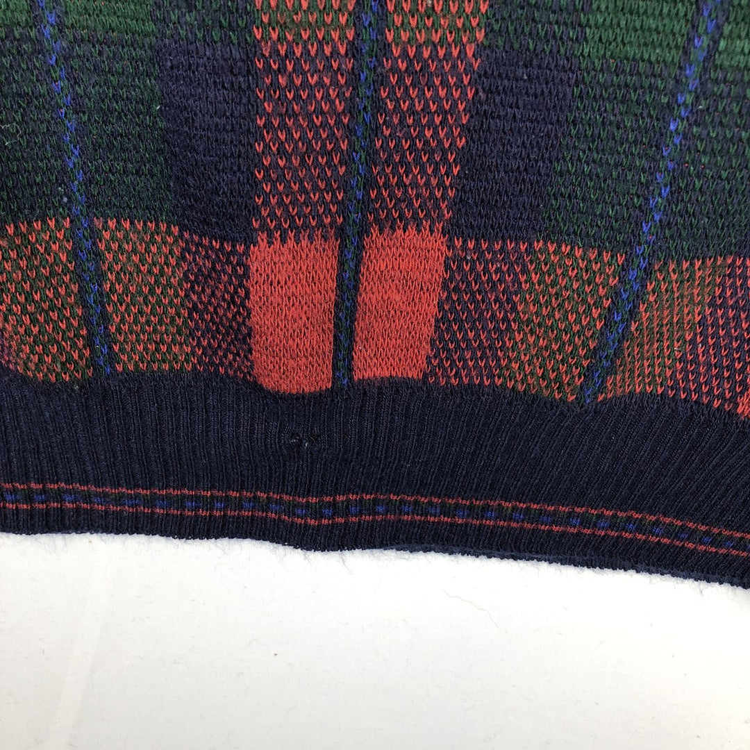 ~90'S THE ITALIAN SWEATER CO. Check Pattern Acrylic Knit Sweater, Made in Italy, Men's XL equivalent, Vintage acrylic navy blue type Vintage Second Hand