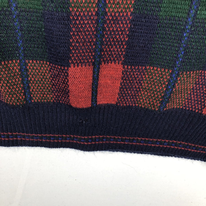 ~90'S THE ITALIAN SWEATER CO. Check Pattern Acrylic Knit Sweater, Made in Italy, Men's XL equivalent, Vintage acrylic navy blue type Vintage Second Hand
