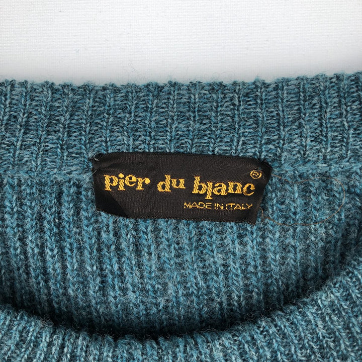 pier du blanc all-over print color nep knit sweater, made in Italy, men's size L equivalent. unclear blue type Vintage Second Hand