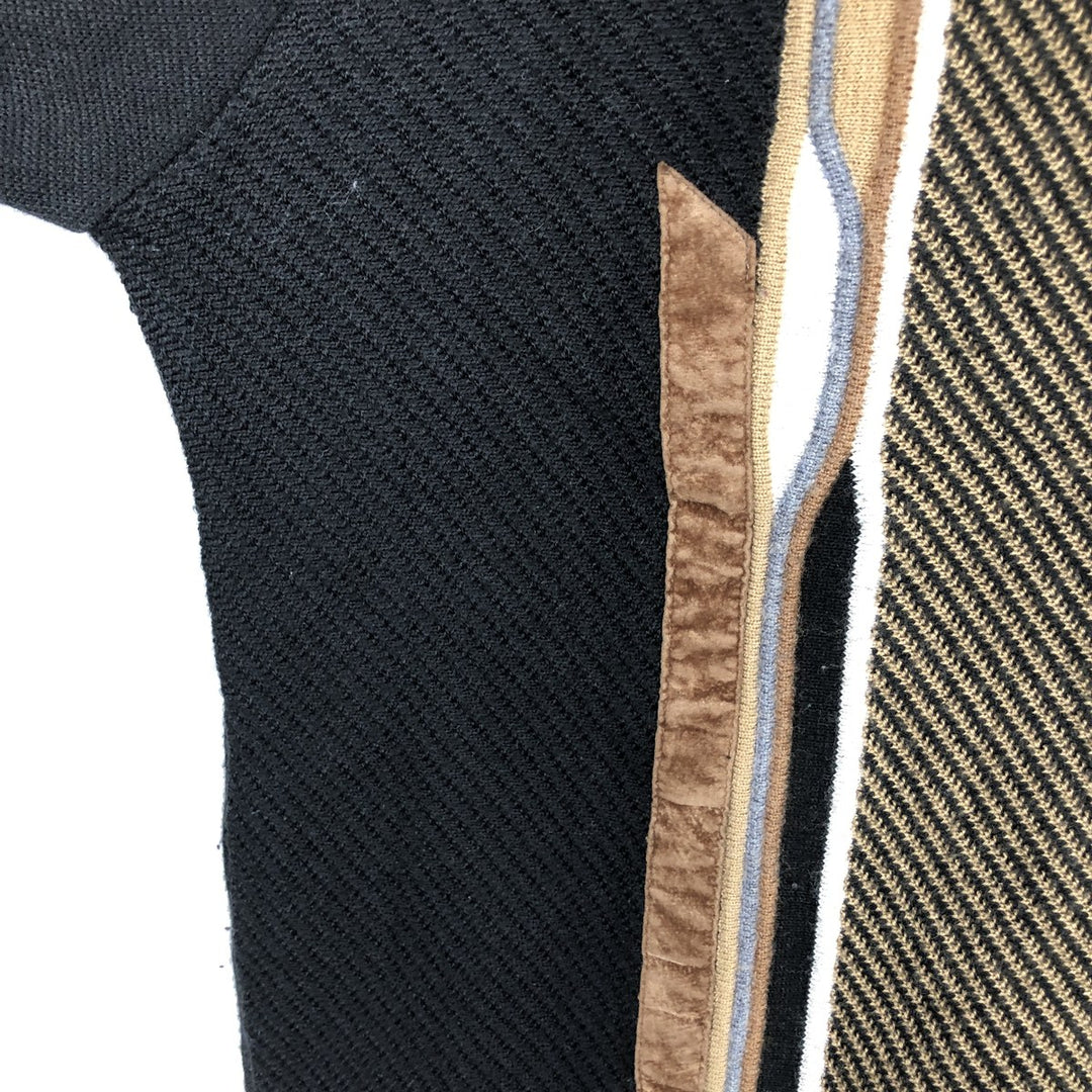 Tuscan print wool x acrylic knit sweater, made in Italy, men's size XL. wool black type Vintage Second Hand