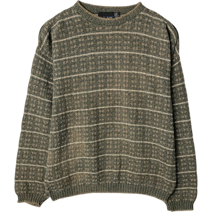 BILLBLASS all-over print cotton knit sweater, made in the USA, men's size L equivalent. cotton Khaki type Vintage Second Hand