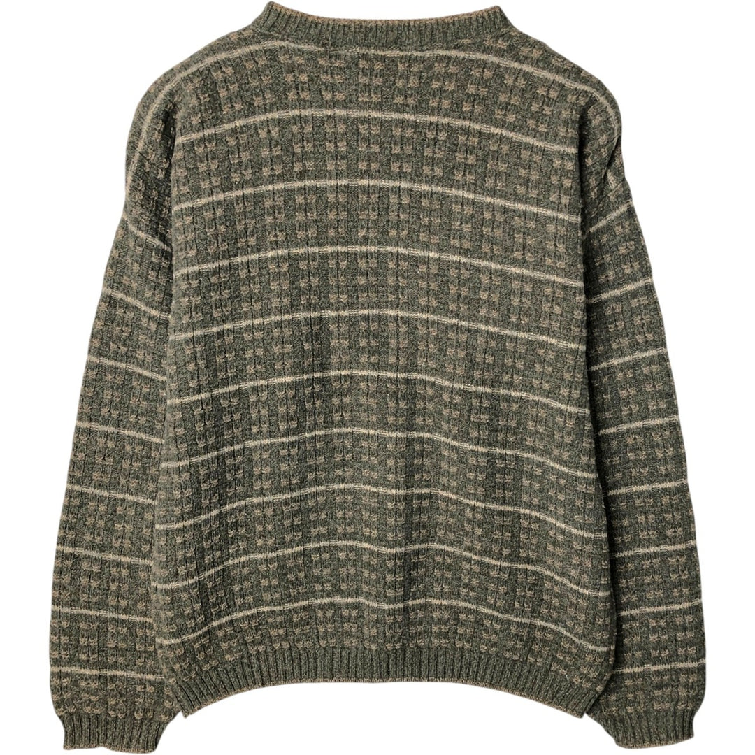 BILLBLASS all-over print cotton knit sweater, made in the USA, men's size L equivalent. cotton Khaki type Vintage Second Hand