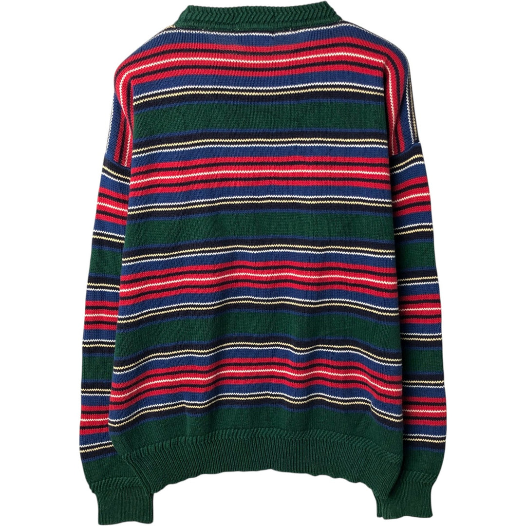 90'S GANT Hand Framed Check Pattern Cotton Knit Sweater, Men's Size L (Equivalent), Vintage cotton green type Vintage Second Hand
