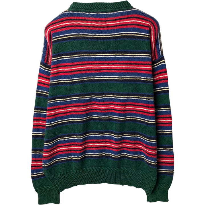 90'S GANT Hand Framed Check Pattern Cotton Knit Sweater, Men's Size L (Equivalent), Vintage cotton green type Vintage Second Hand