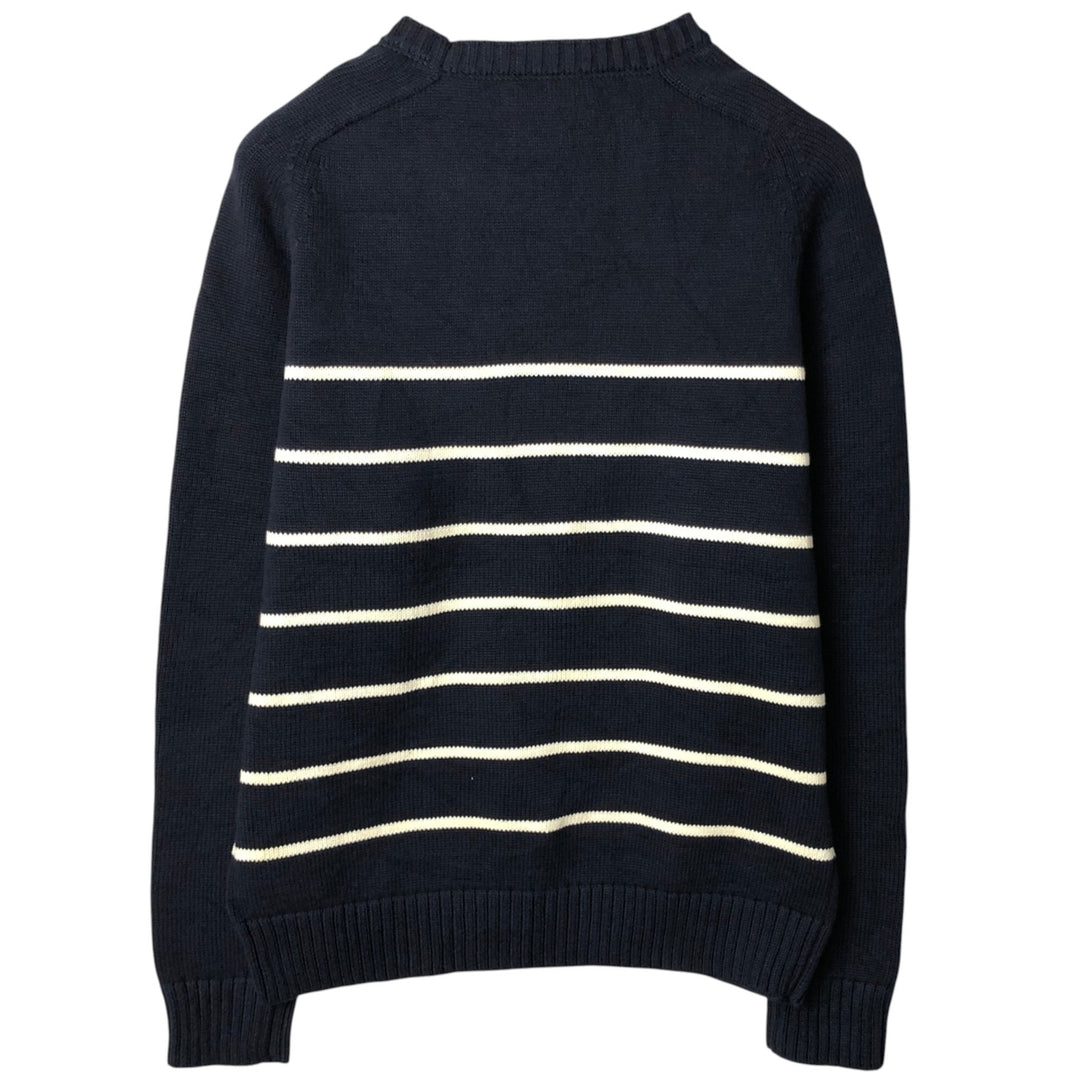 Brooks Brothers Est.1818 Border Pattern Cotton Knit Sweater, Men's Size L (approx.) cotton navy blue type Vintage Second Hand