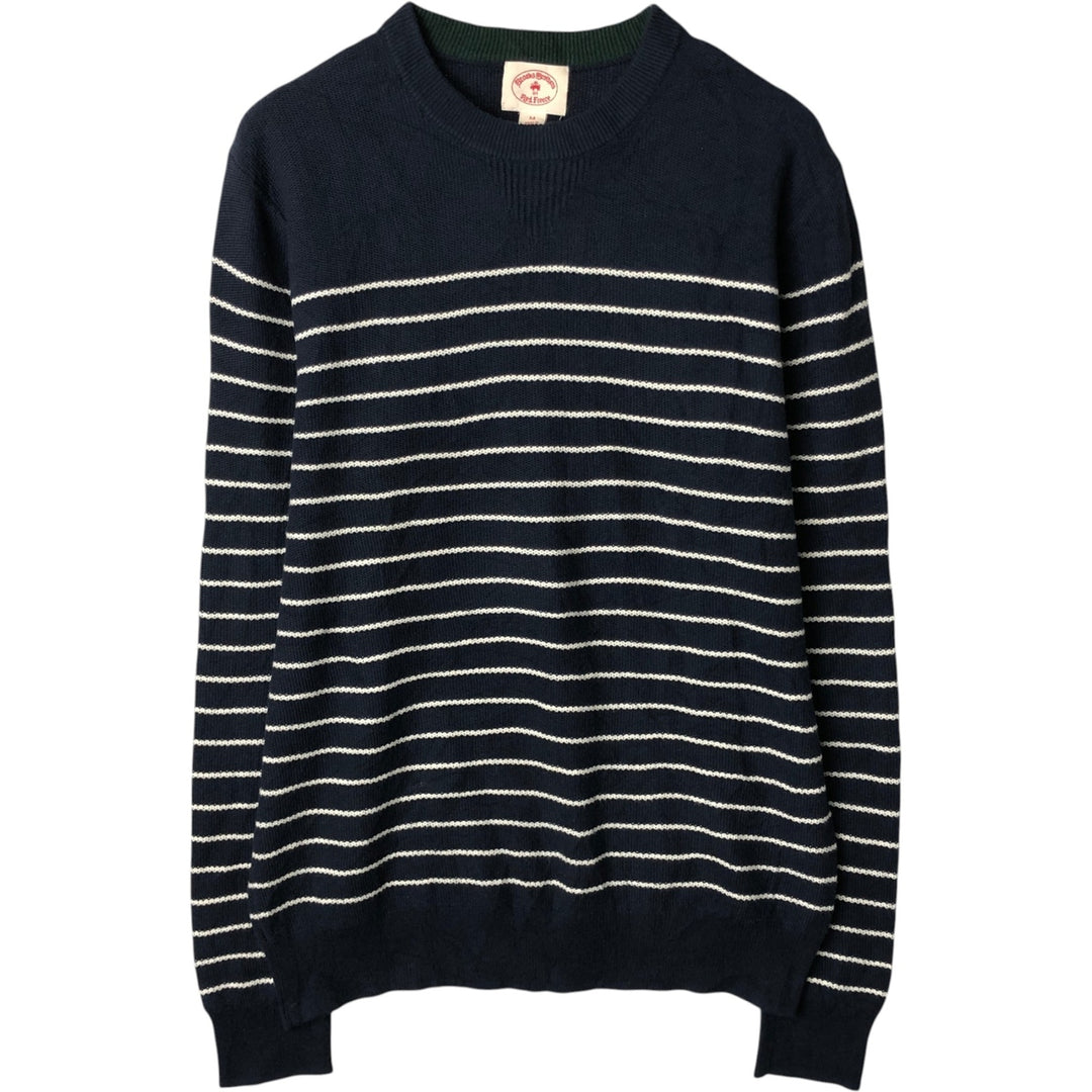 Brooks Brothers 1818 Red Fleece Border Pattern Cotton Knit Sweater, Men's Size M (approx.) unclear navy blue type Vintage Second Hand