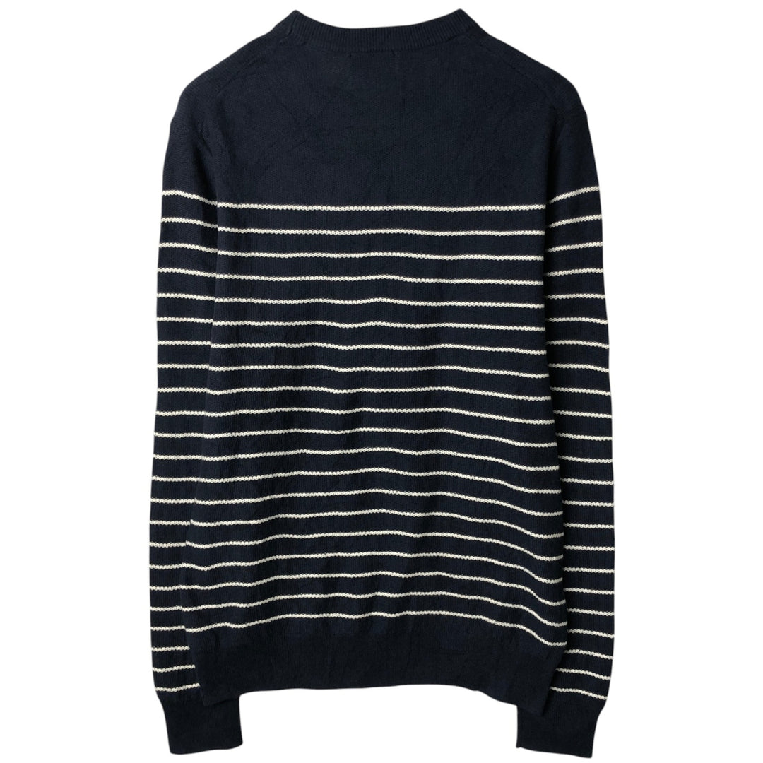 Brooks Brothers 1818 Red Fleece Border Pattern Cotton Knit Sweater, Men's Size M (approx.) unclear navy blue type Vintage Second Hand