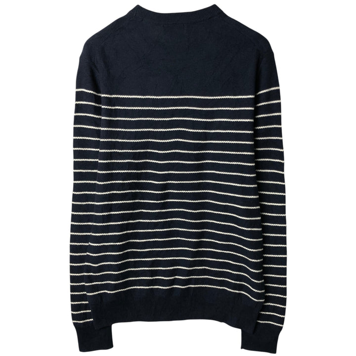 Brooks Brothers 1818 Red Fleece Border Pattern Cotton Knit Sweater, Men's Size M (approx.) unclear navy blue type Vintage Second Hand
