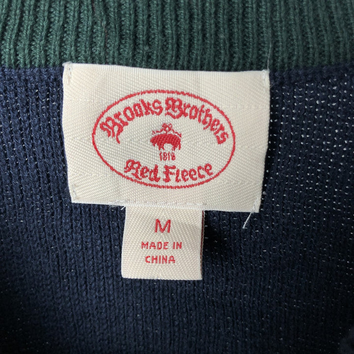 Brooks Brothers 1818 Red Fleece Border Pattern Cotton Knit Sweater, Men's Size M (approx.) unclear navy blue type Vintage Second Hand